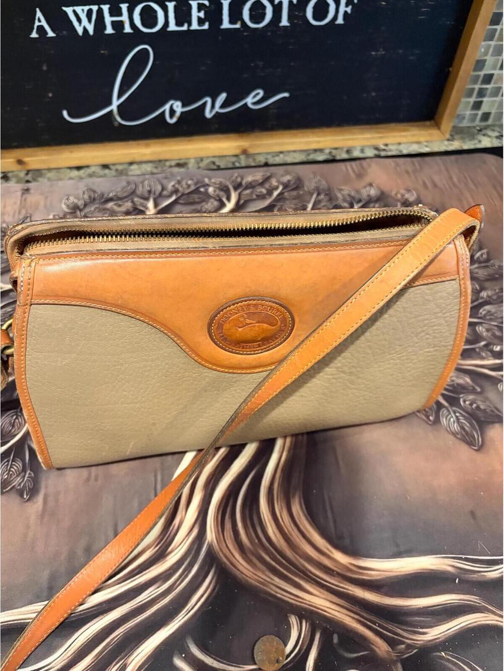 Vintage Dooney & Bourke Taupe Carmel Leather Shoulder Bag